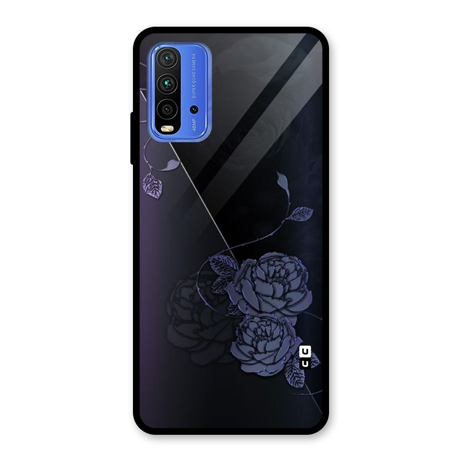 Voilet Floral Design Glass Back Case for Redmi 9 Power