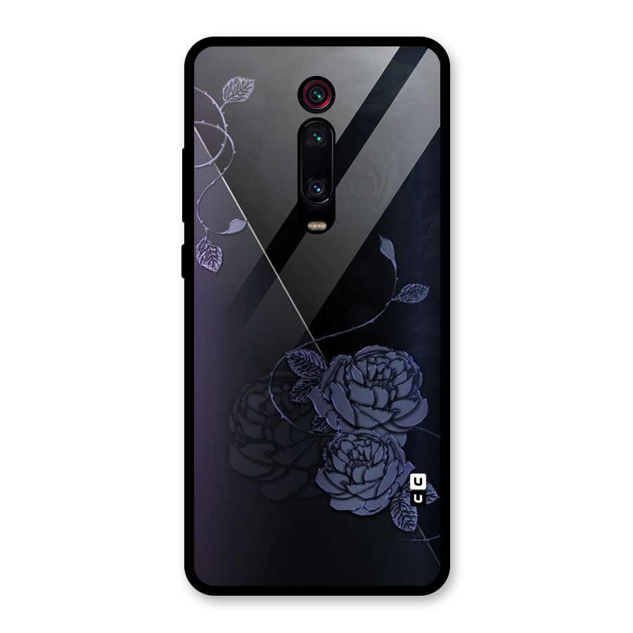 Voilet Floral Design Glass Back Case for Redmi K20