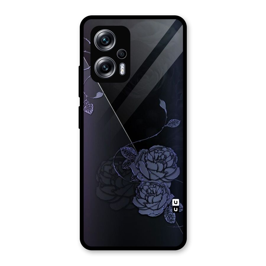 Voilet Floral Design Glass Back Case for Redmi K50i