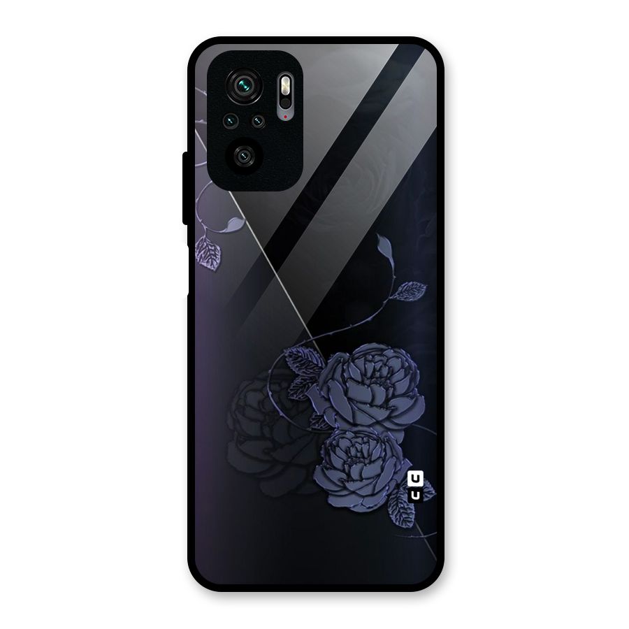 Voilet Floral Design Glass Back Case for Redmi Note 10