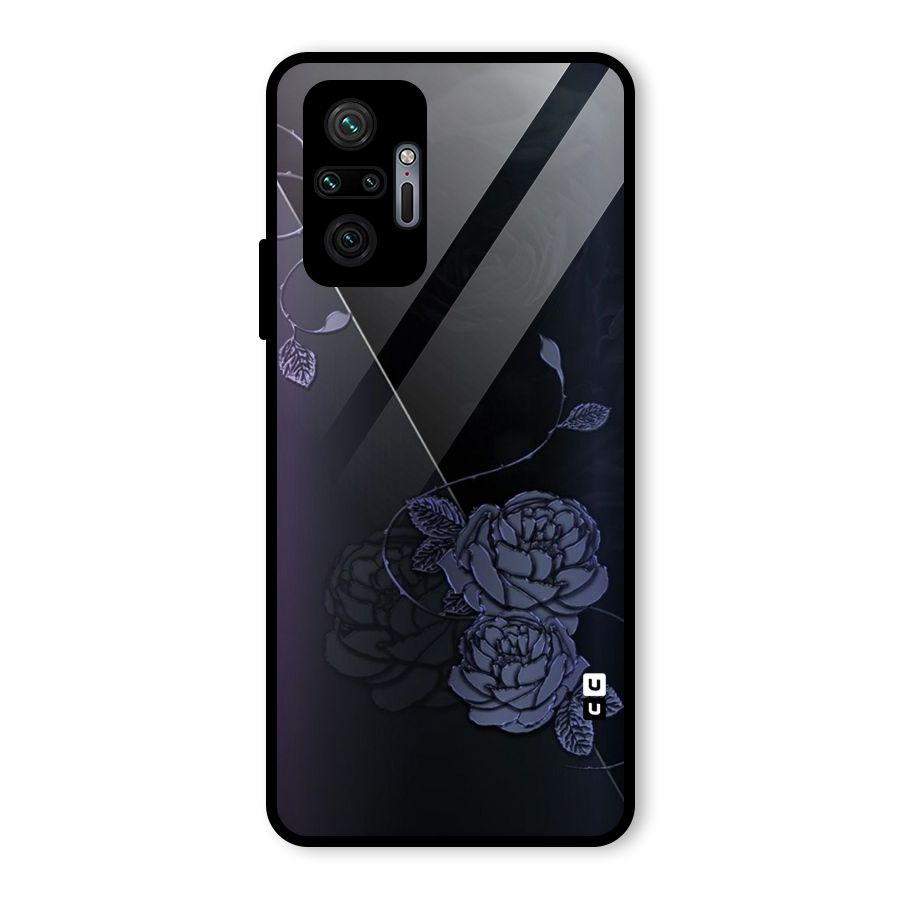 Voilet Floral Design Glass Back Case for Redmi Note 10 Pro