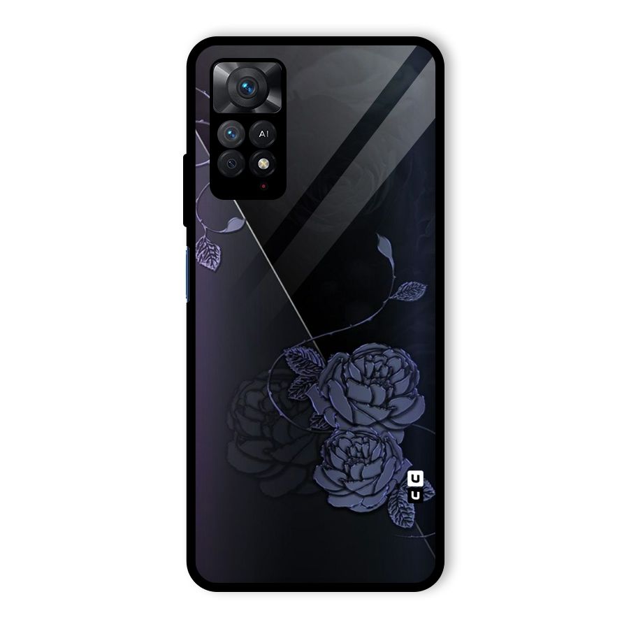 Voilet Floral Design Glass Back Case for Redmi Note 11 Pro Plus 5G