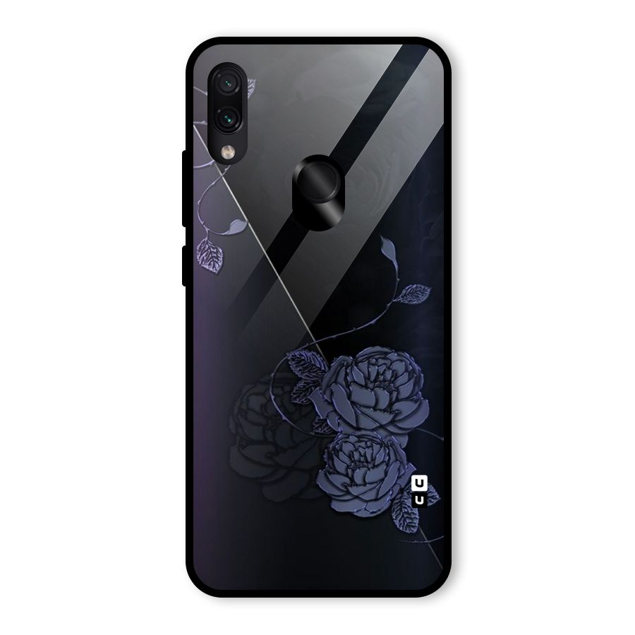 Voilet Floral Design Glass Back Case for Redmi Note 7