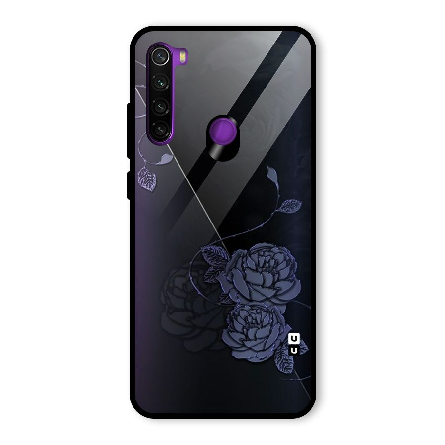 Voilet Floral Design Glass Back Case for Redmi Note 8