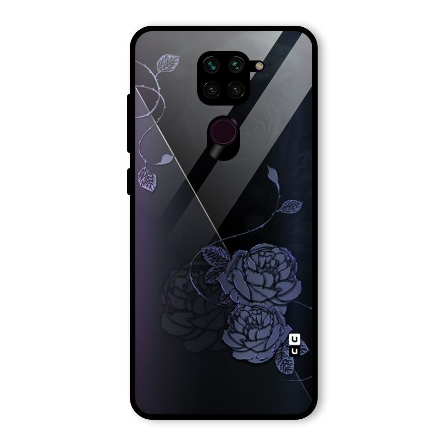 Voilet Floral Design Glass Back Case for Redmi Note 9