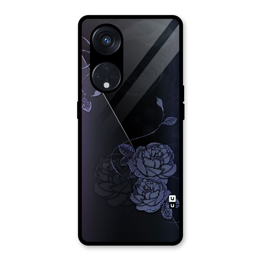 Voilet Floral Design Glass Back Case for Reno8 T 5G