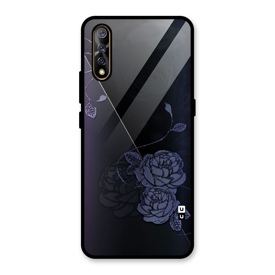 Voilet Floral Design Glass Back Case for Vivo S1