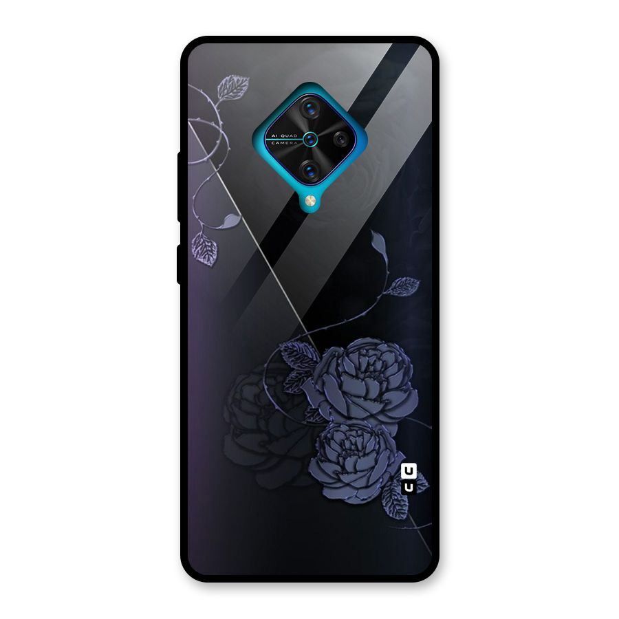 Voilet Floral Design Glass Back Case for Vivo S1 Pro