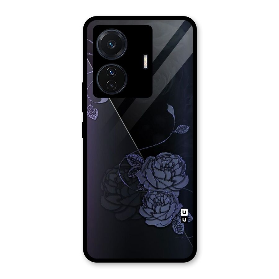 Voilet Floral Design Glass Back Case for Vivo T1 Pro