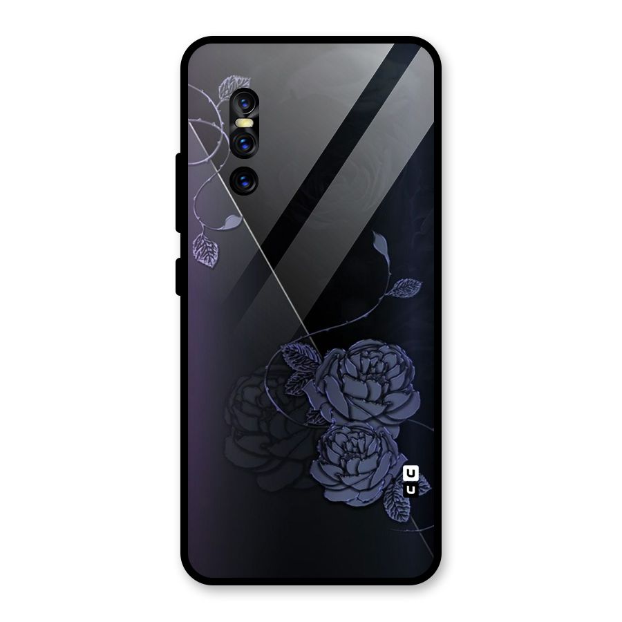 Voilet Floral Design Glass Back Case for Vivo V15 Pro