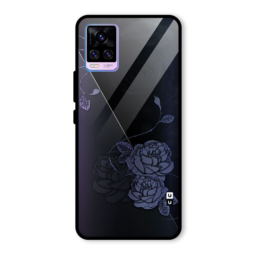 Voilet Floral Design Glass Back Case for Vivo V20 Pro