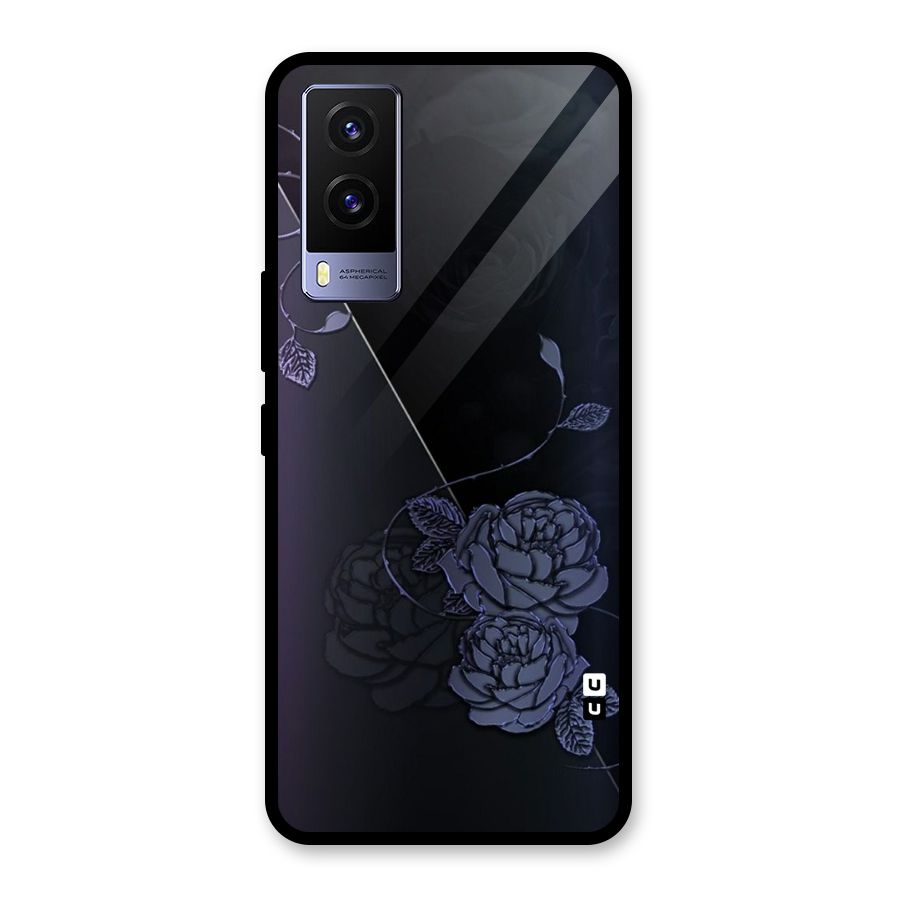 Voilet Floral Design Glass Back Case for Vivo V21e 5G