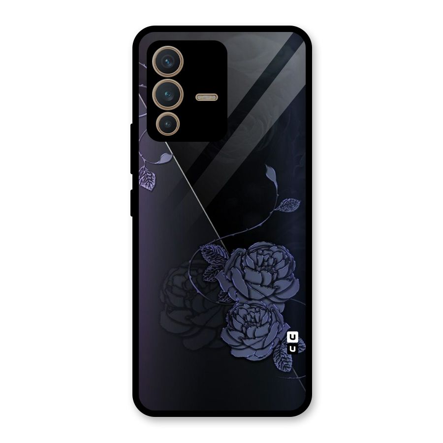Voilet Floral Design Glass Back Case for Vivo V23 5G
