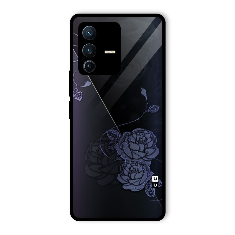 Voilet Floral Design Glass Back Case for Vivo V23 Pro