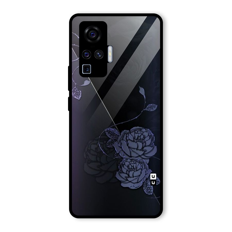 Voilet Floral Design Glass Back Case for Vivo X50 Pro