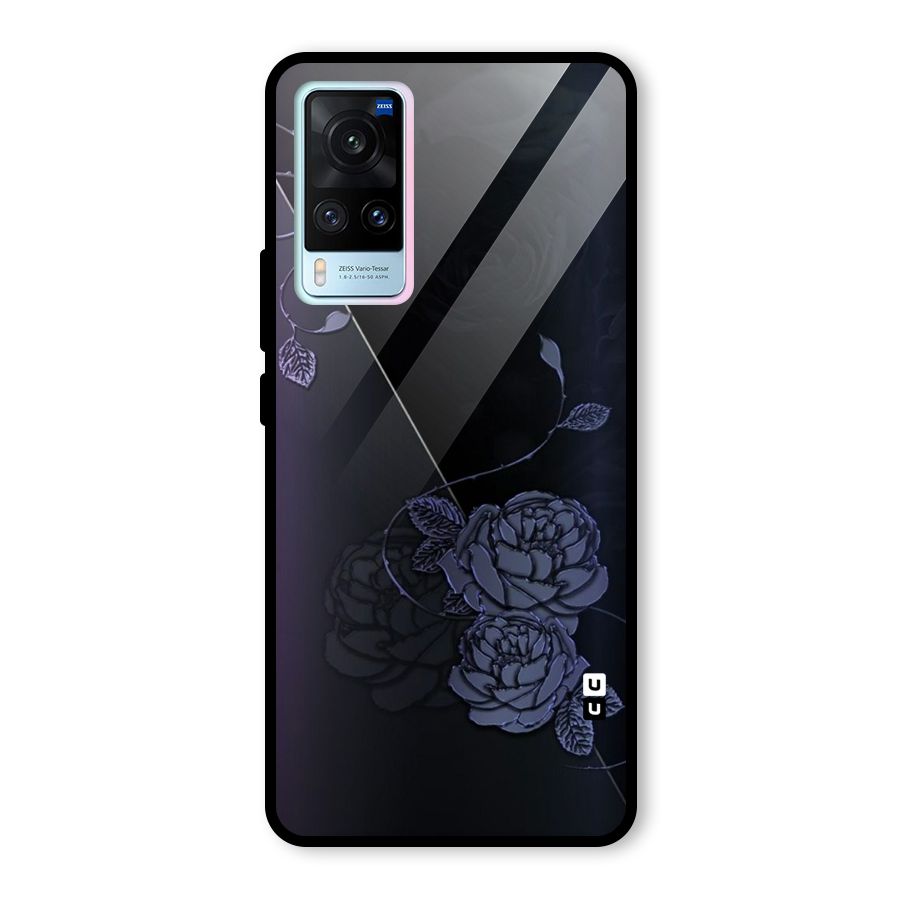 Voilet Floral Design Glass Back Case for Vivo X60
