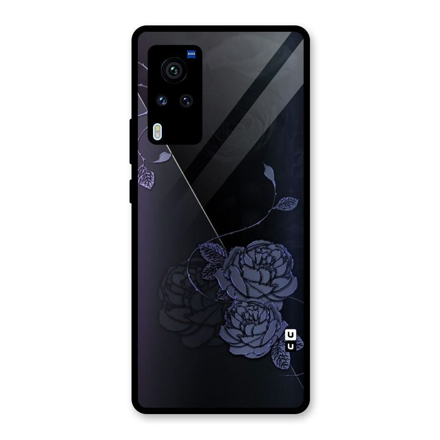 Voilet Floral Design Glass Back Case for Vivo X60 Pro