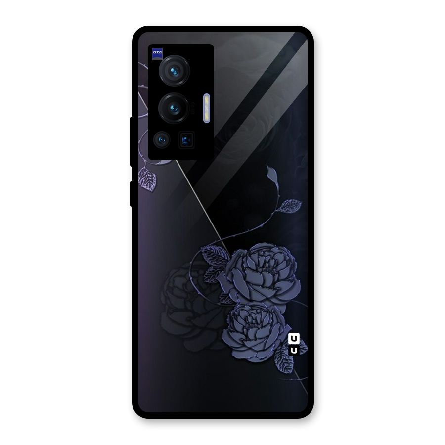 Voilet Floral Design Glass Back Case for Vivo X70 Pro