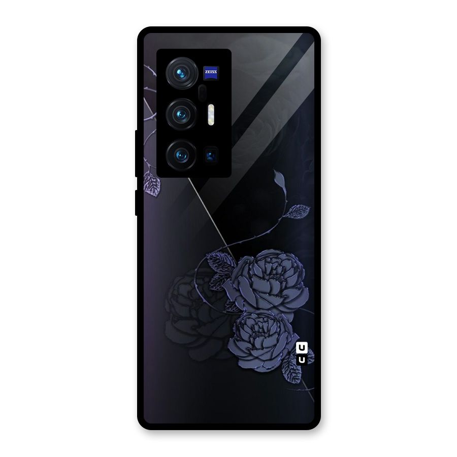 Voilet Floral Design Glass Back Case for Vivo X70 Pro Plus