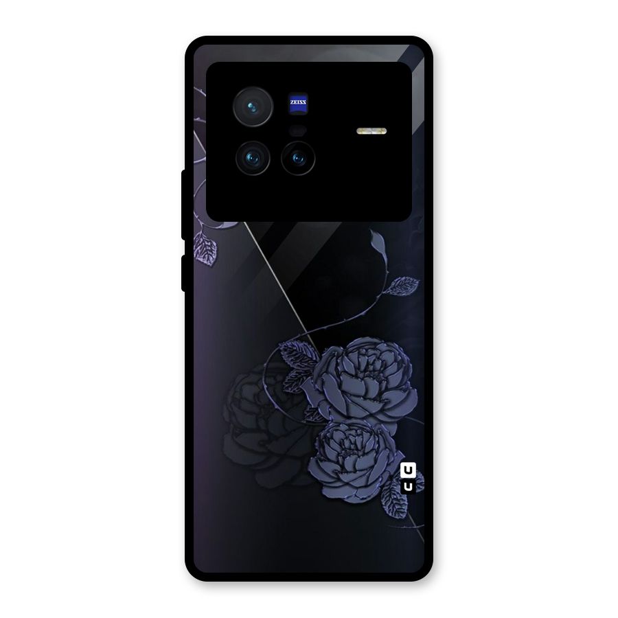Voilet Floral Design Glass Back Case for Vivo X80
