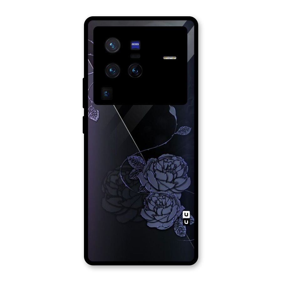 Voilet Floral Design Glass Back Case for Vivo X80 Pro