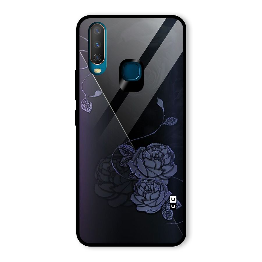 Voilet Floral Design Glass Back Case for Vivo Y15