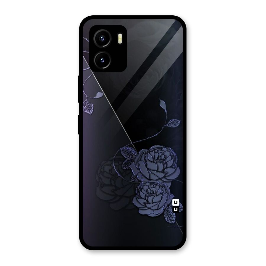 Voilet Floral Design Glass Back Case for Vivo Y15s