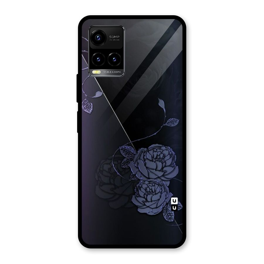Voilet Floral Design Glass Back Case for Vivo Y21T