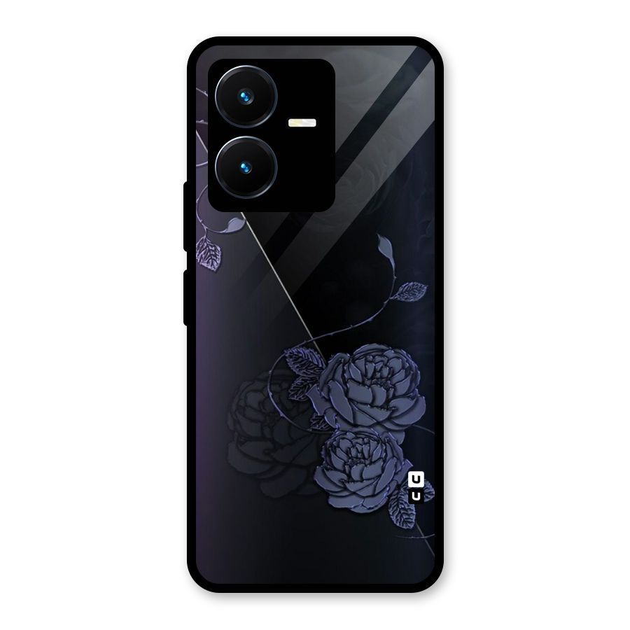 Voilet Floral Design Glass Back Case for Vivo Y22