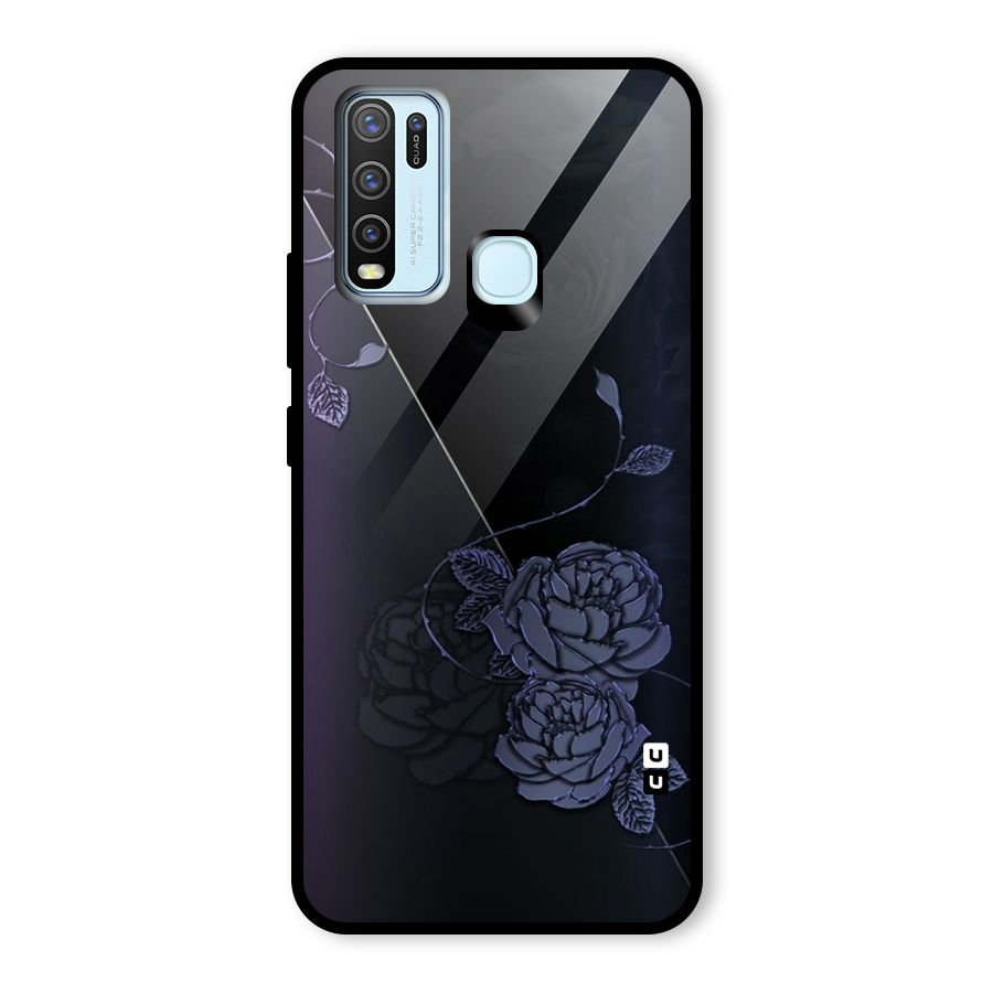 Voilet Floral Design Glass Back Case for Vivo Y30