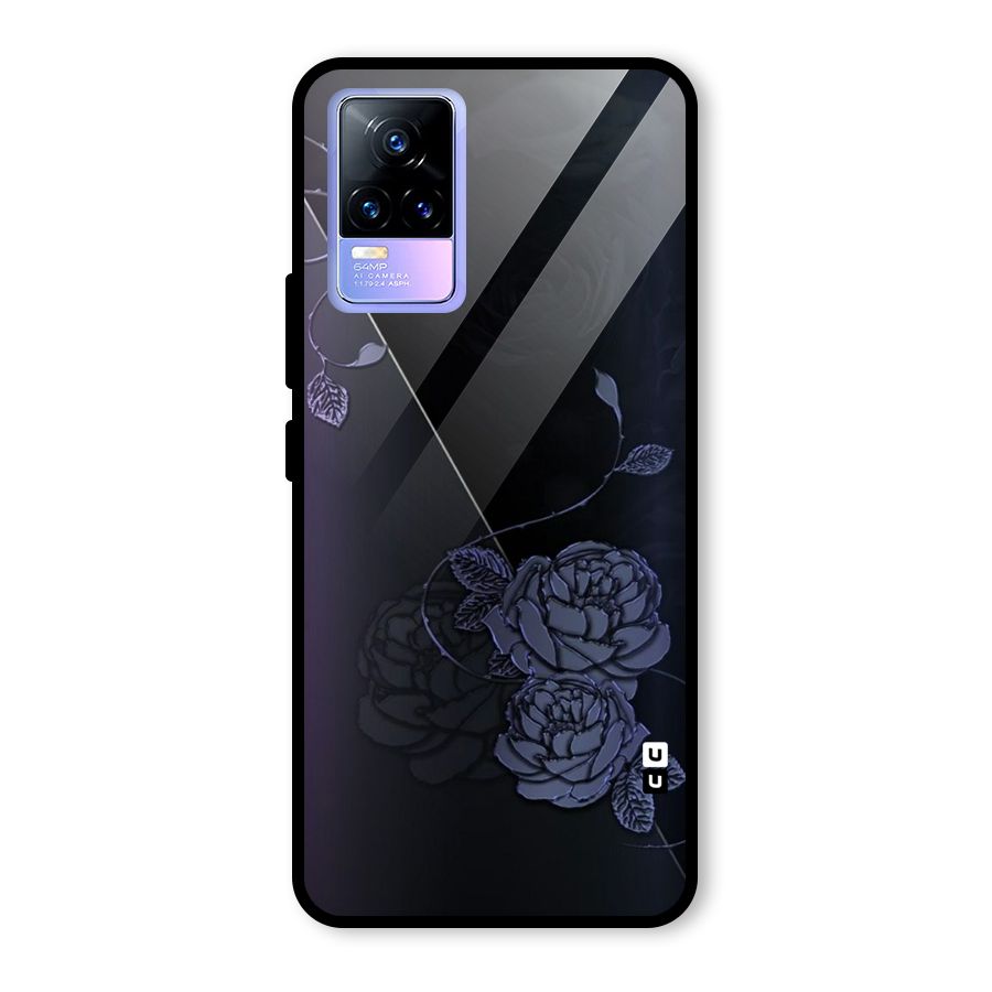Voilet Floral Design Glass Back Case for Vivo Y73