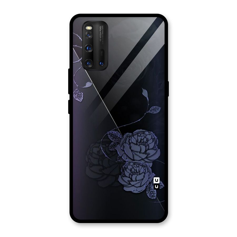 Voilet Floral Design Glass Back Case for Vivo iQOO 3