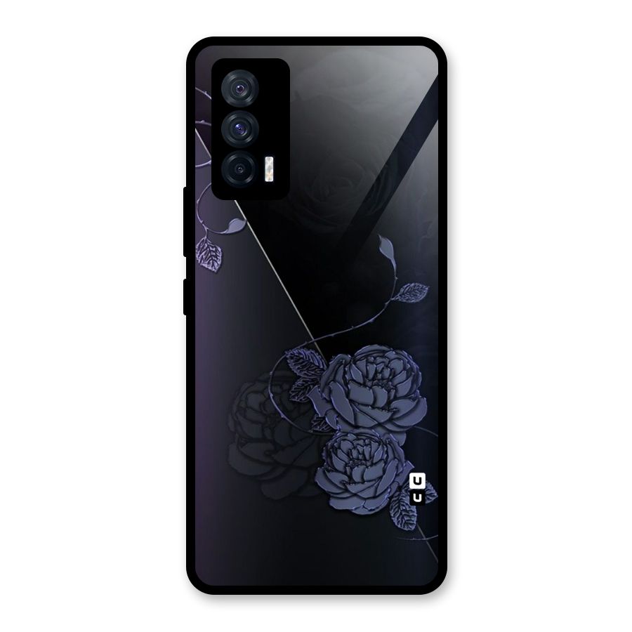 Voilet Floral Design Glass Back Case for Vivo iQOO 7 5G