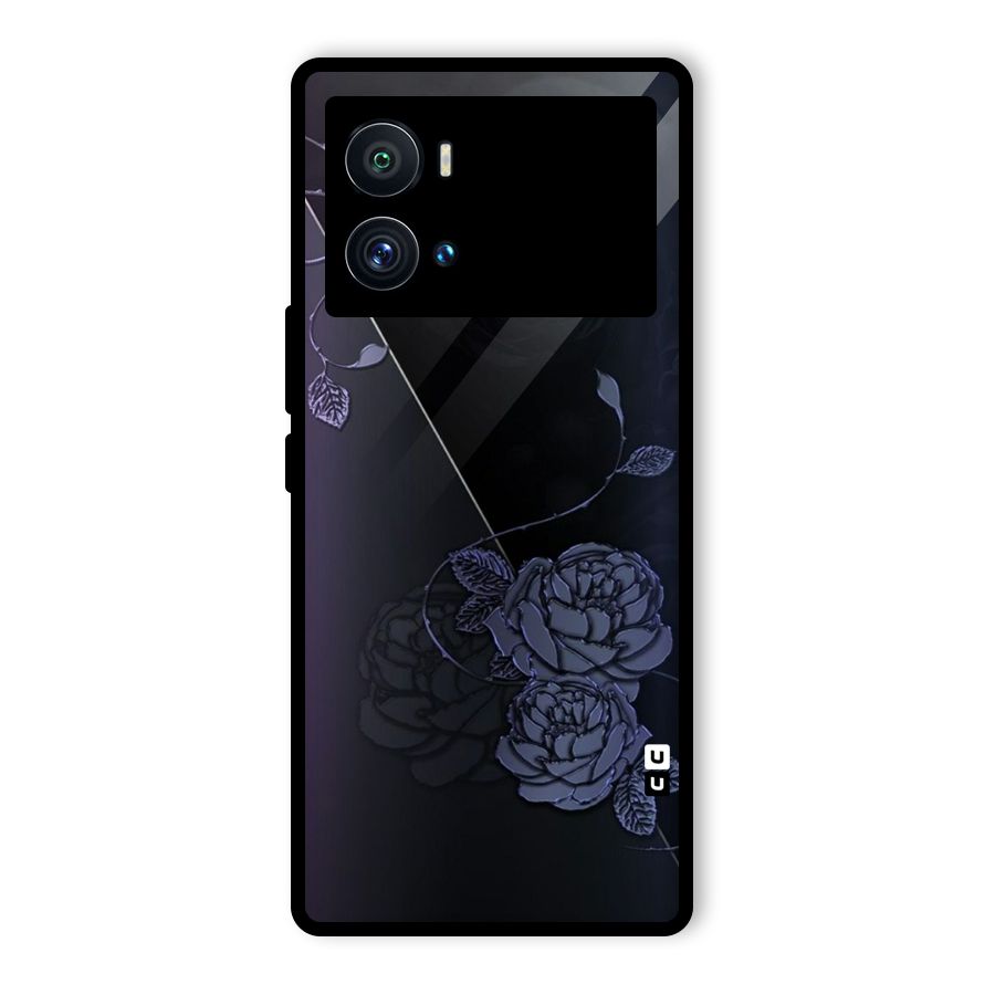 Voilet Floral Design Glass Back Case for Vivo iQOO 9 Pro