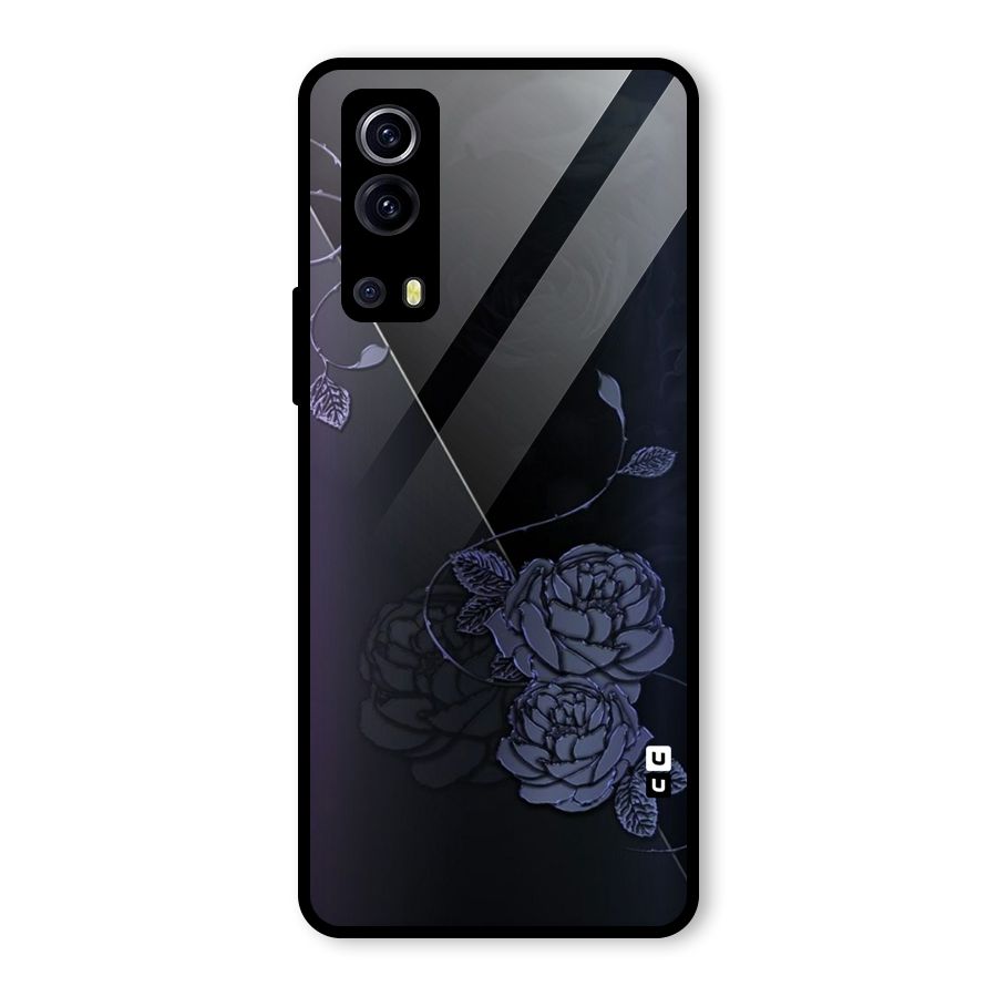 Voilet Floral Design Glass Back Case for Vivo iQOO Z3