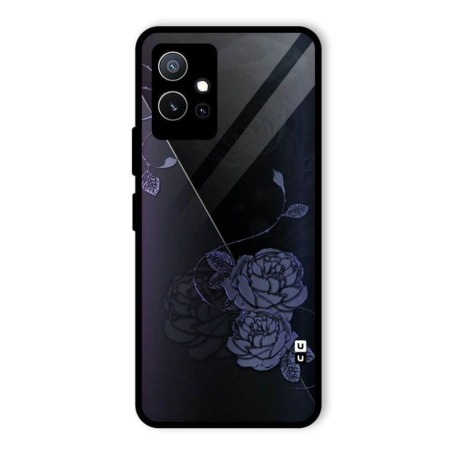 Voilet Floral Design Glass Back Case for Vivo iQOO Z6