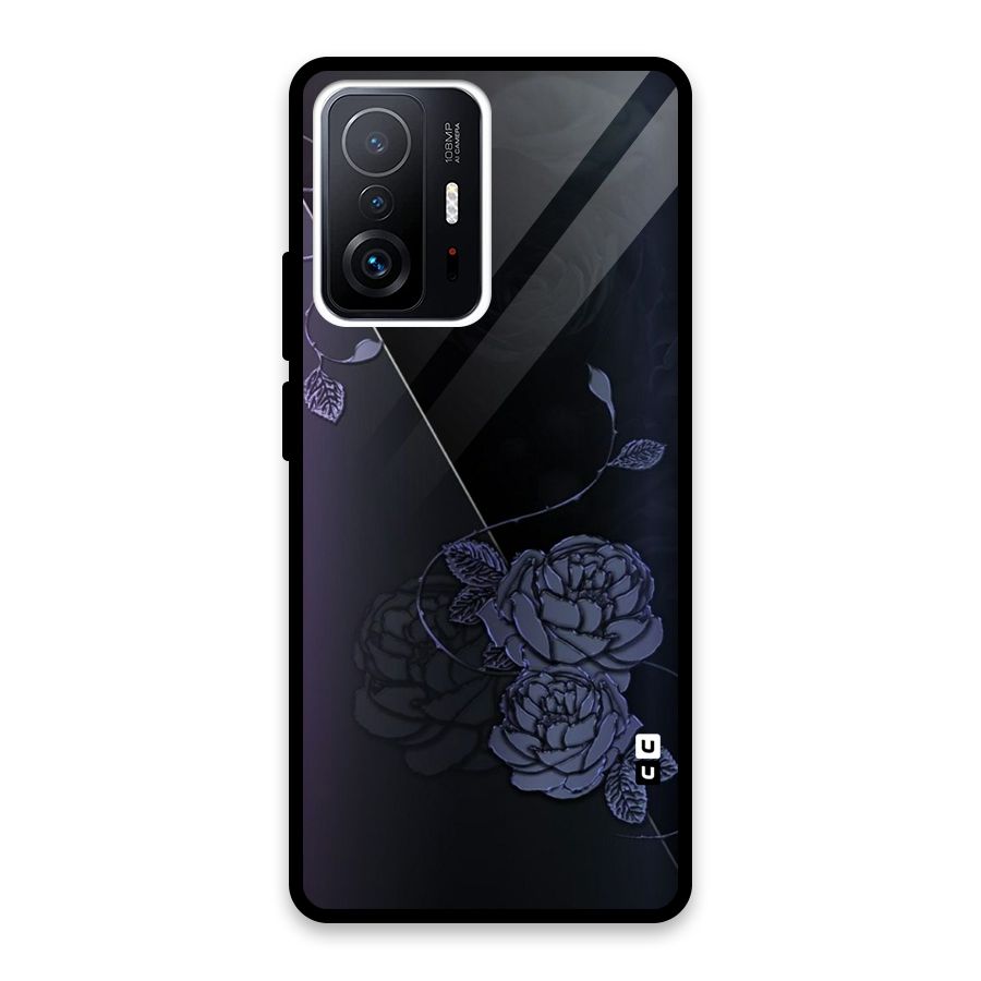Voilet Floral Design Glass Back Case for Xiaomi 11T Pro