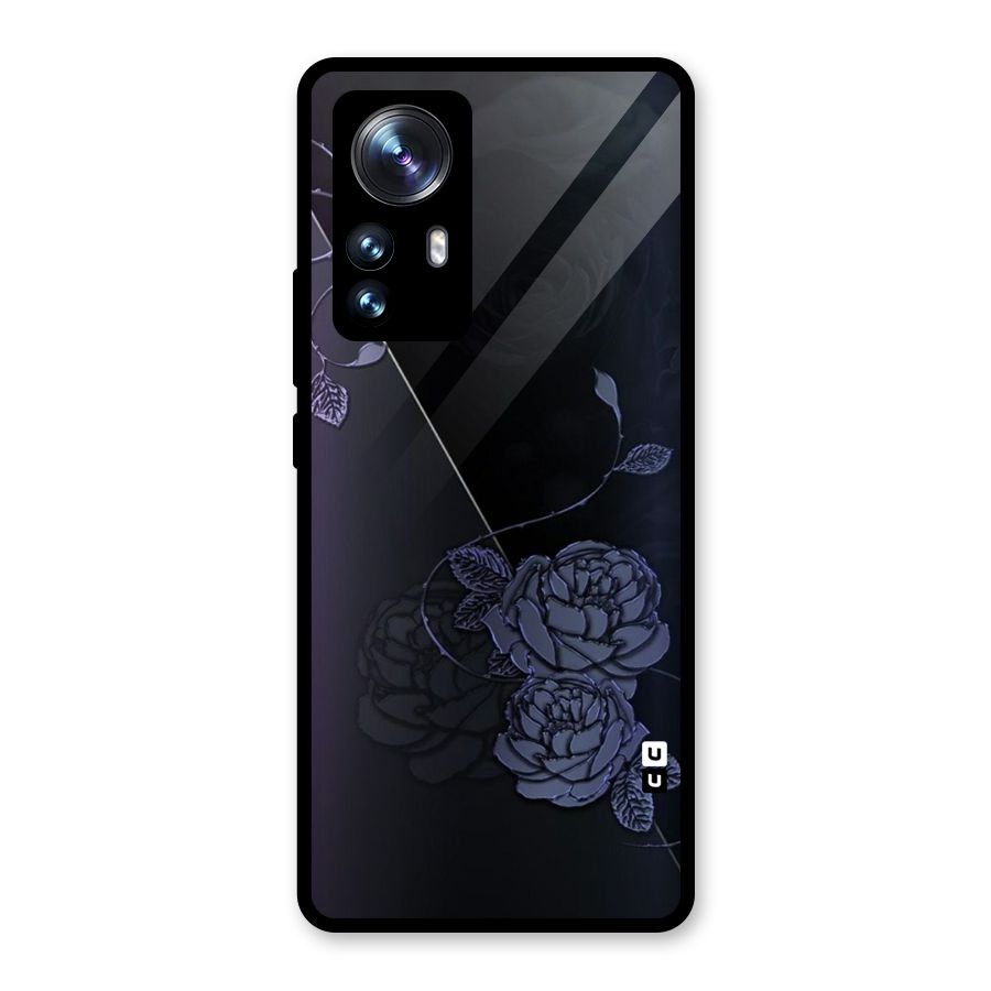 Voilet Floral Design Glass Back Case for Xiaomi 12 Pro