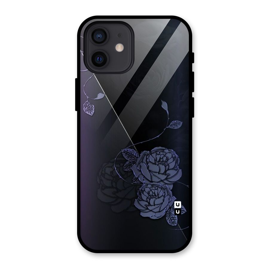 Voilet Floral Design Glass Back Case for iPhone 12