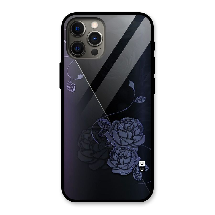 Voilet Floral Design Glass Back Case for iPhone 12 Pro Max
