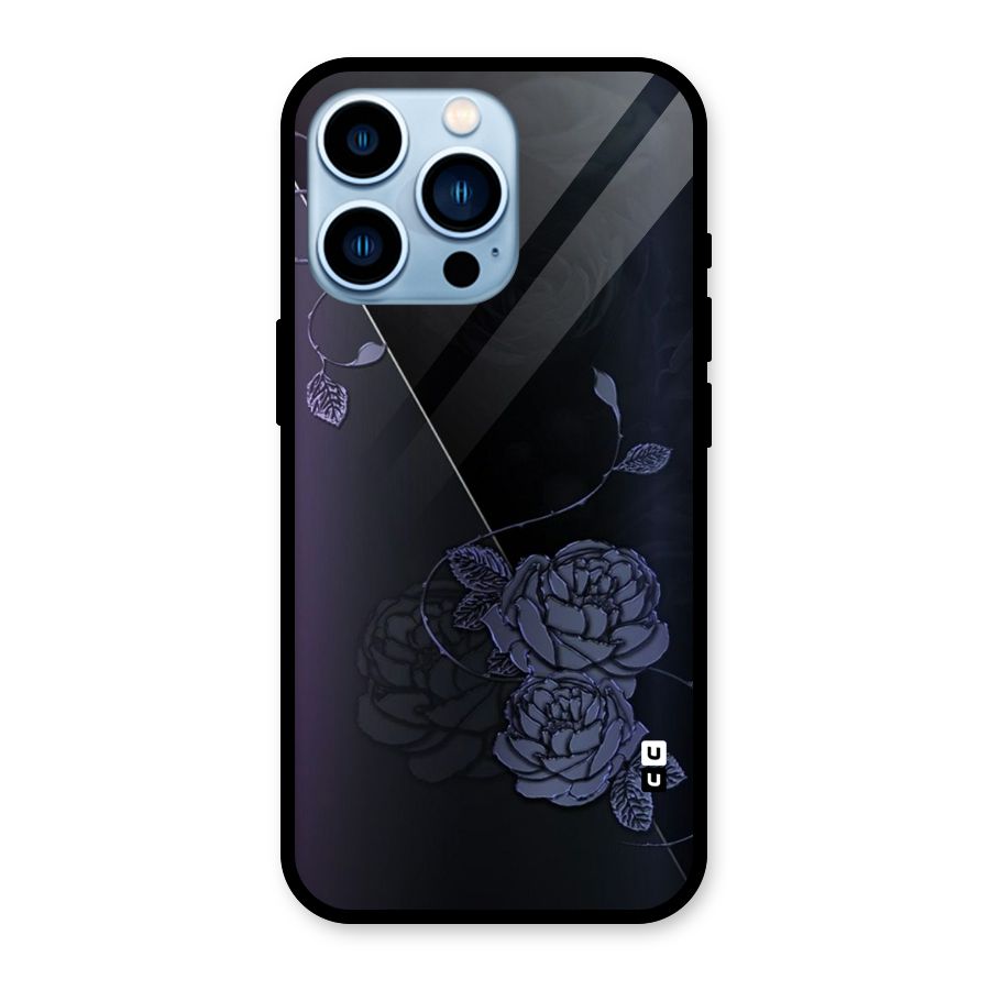 Voilet Floral Design Glass Back Case for iPhone 13 Pro