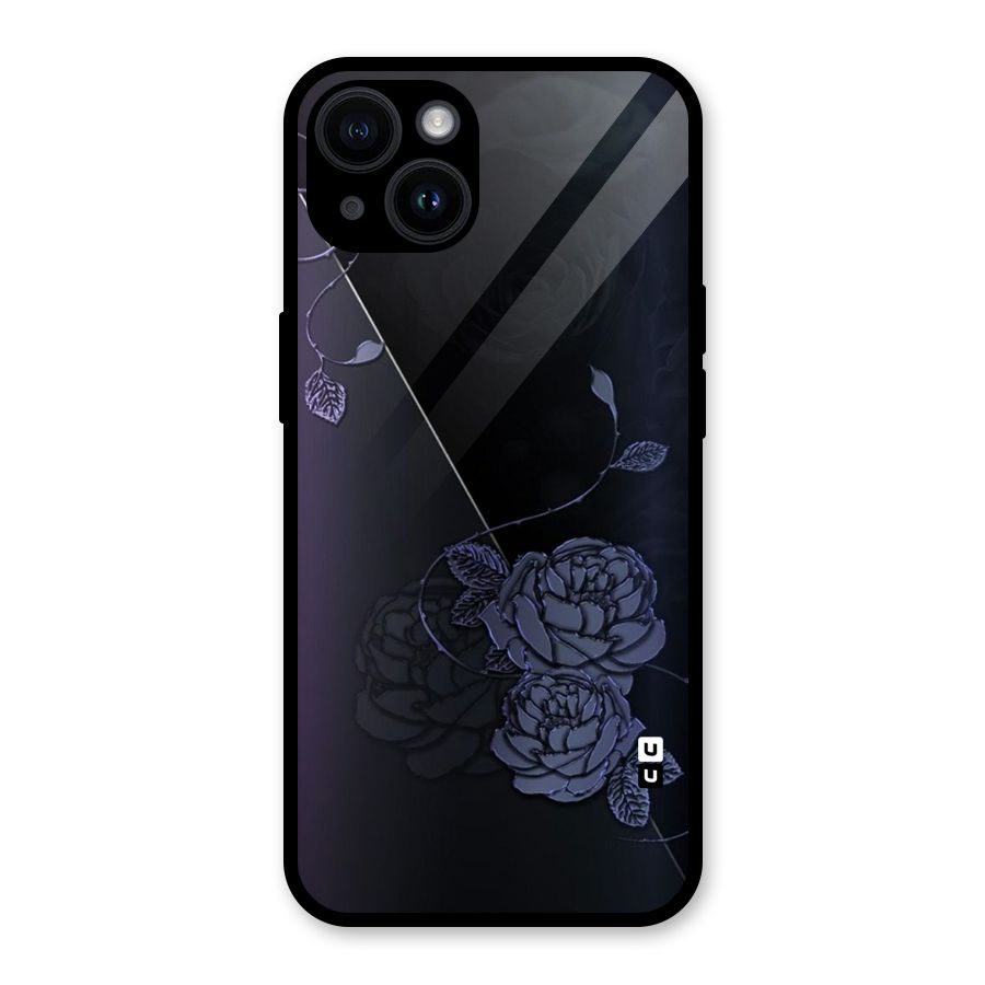 Voilet Floral Design Glass Back Case for iPhone 14