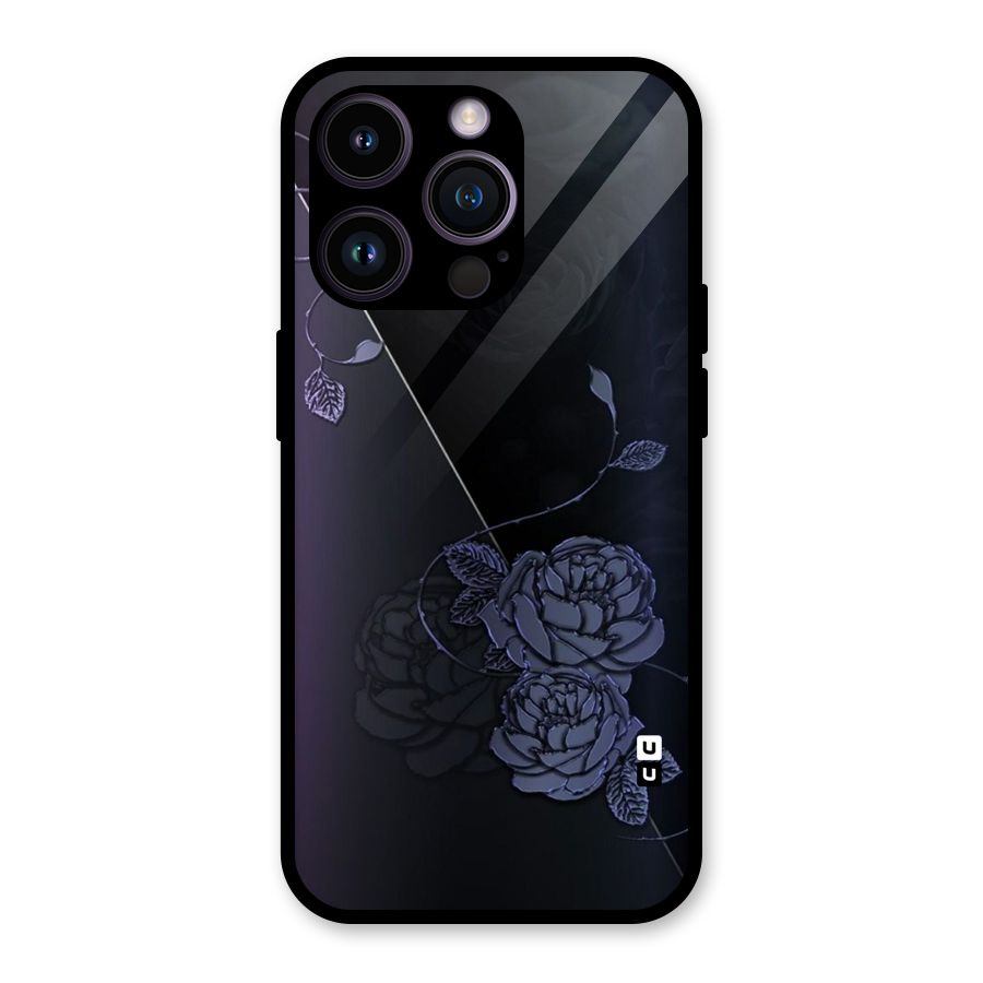 Voilet Floral Design Glass Back Case for iPhone 14 Pro