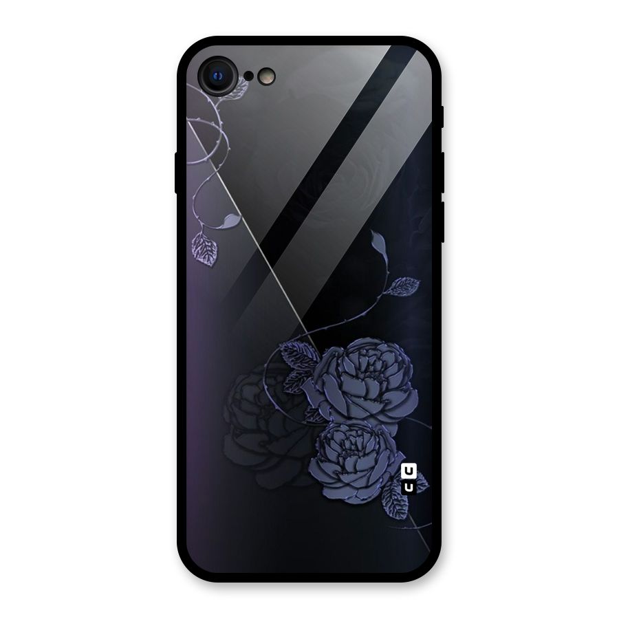 Voilet Floral Design Glass Back Case for iPhone SE 2022
