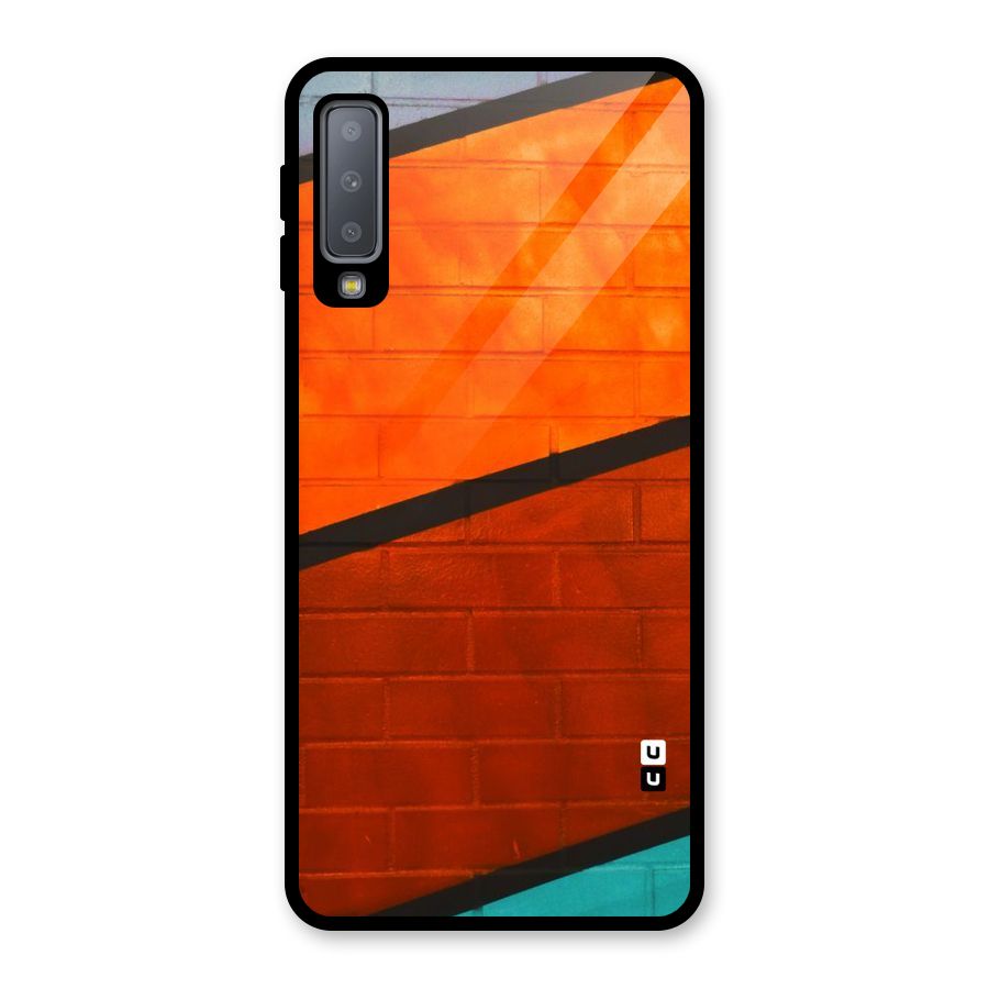 Wall Diagonal Stripes Glass Back Case for Galaxy A7 (2018)