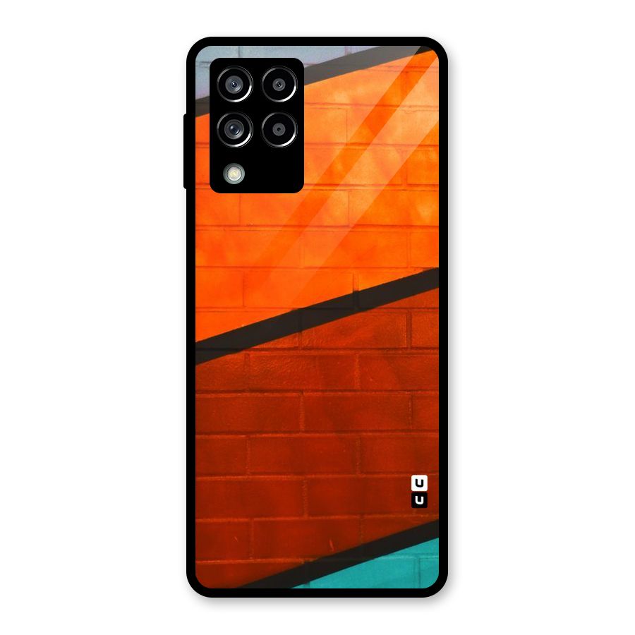 Wall Diagonal Stripes Glass Back Case for Galaxy M53 5G