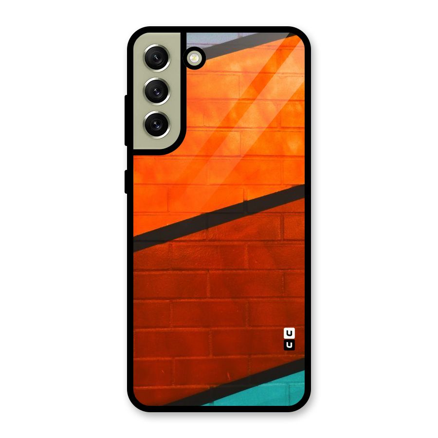 Wall Diagonal Stripes Glass Back Case for Galaxy S21 FE 5G