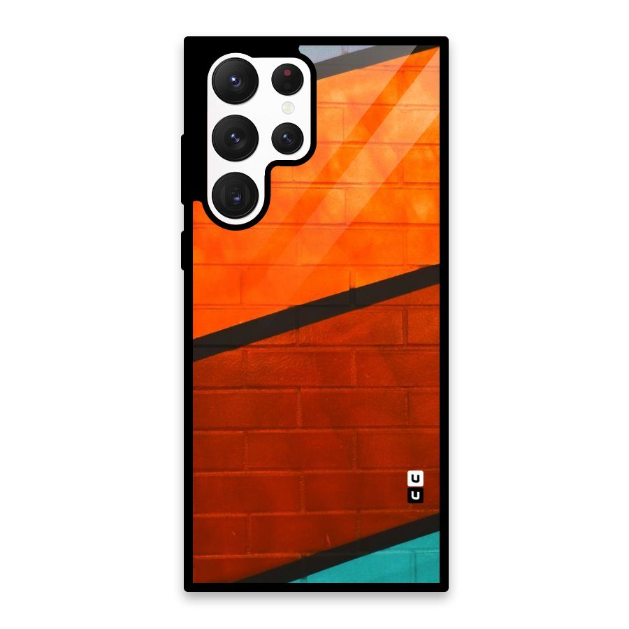 Wall Diagonal Stripes Glass Back Case for Galaxy S22 Ultra 5G
