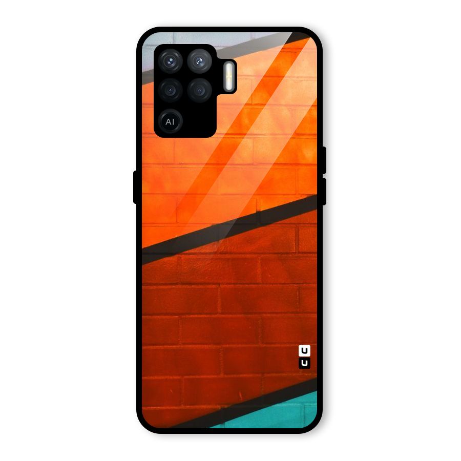 Wall Diagonal Stripes Glass Back Case for Oppo F19 Pro