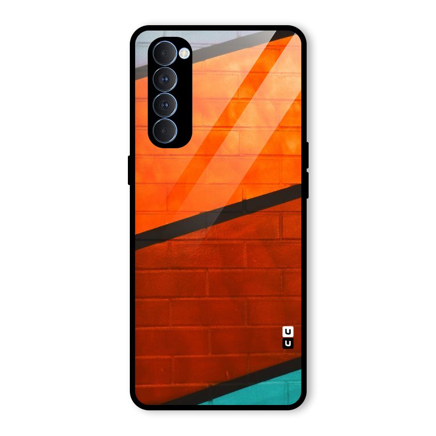 Wall Diagonal Stripes Glass Back Case for Oppo Reno4 Pro